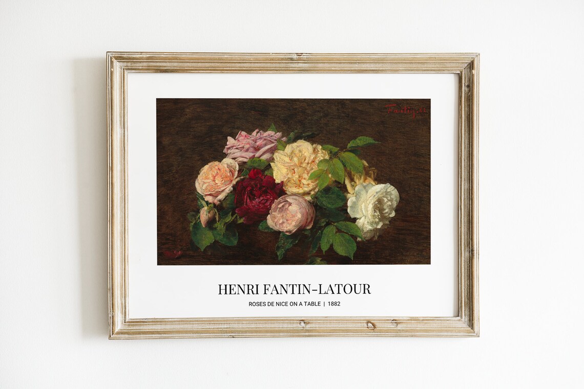 Henri Fantin Latour Roses De Nice Vintage Floral Oil Painting Print - Image 5