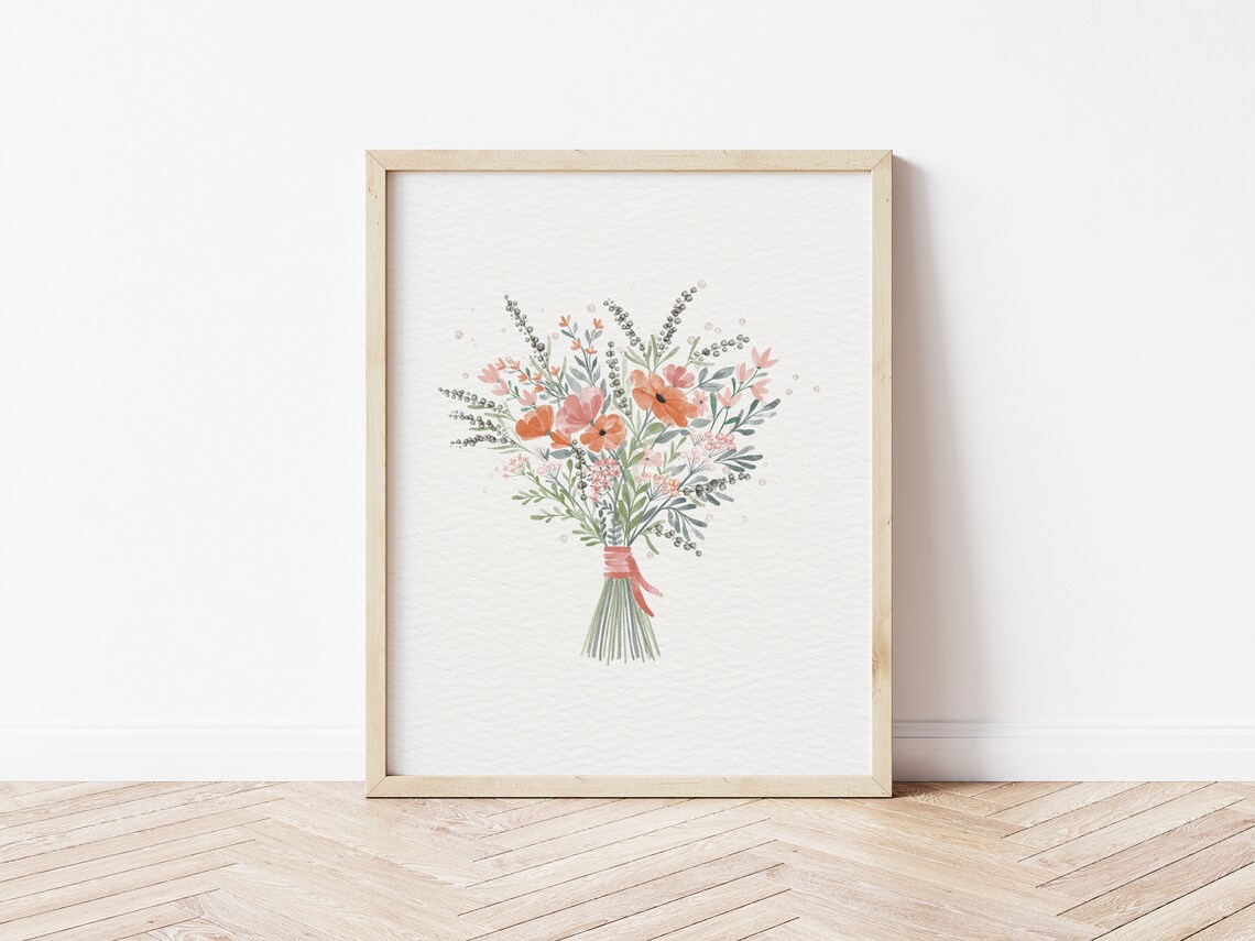Wildflowers Watercolor Bouquet Art Print, Farmhouse Decor - Image 5