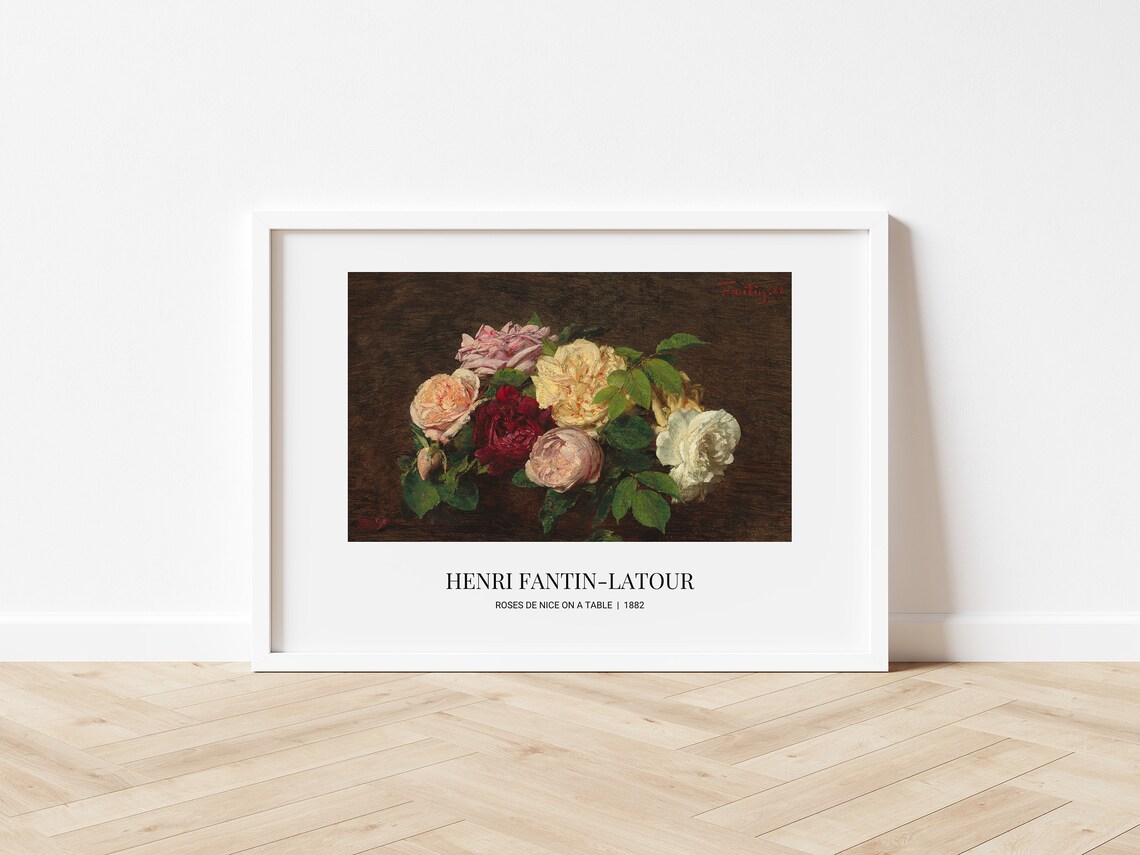Henri Fantin Latour Roses De Nice Vintage Floral Oil Painting Print - Image 2