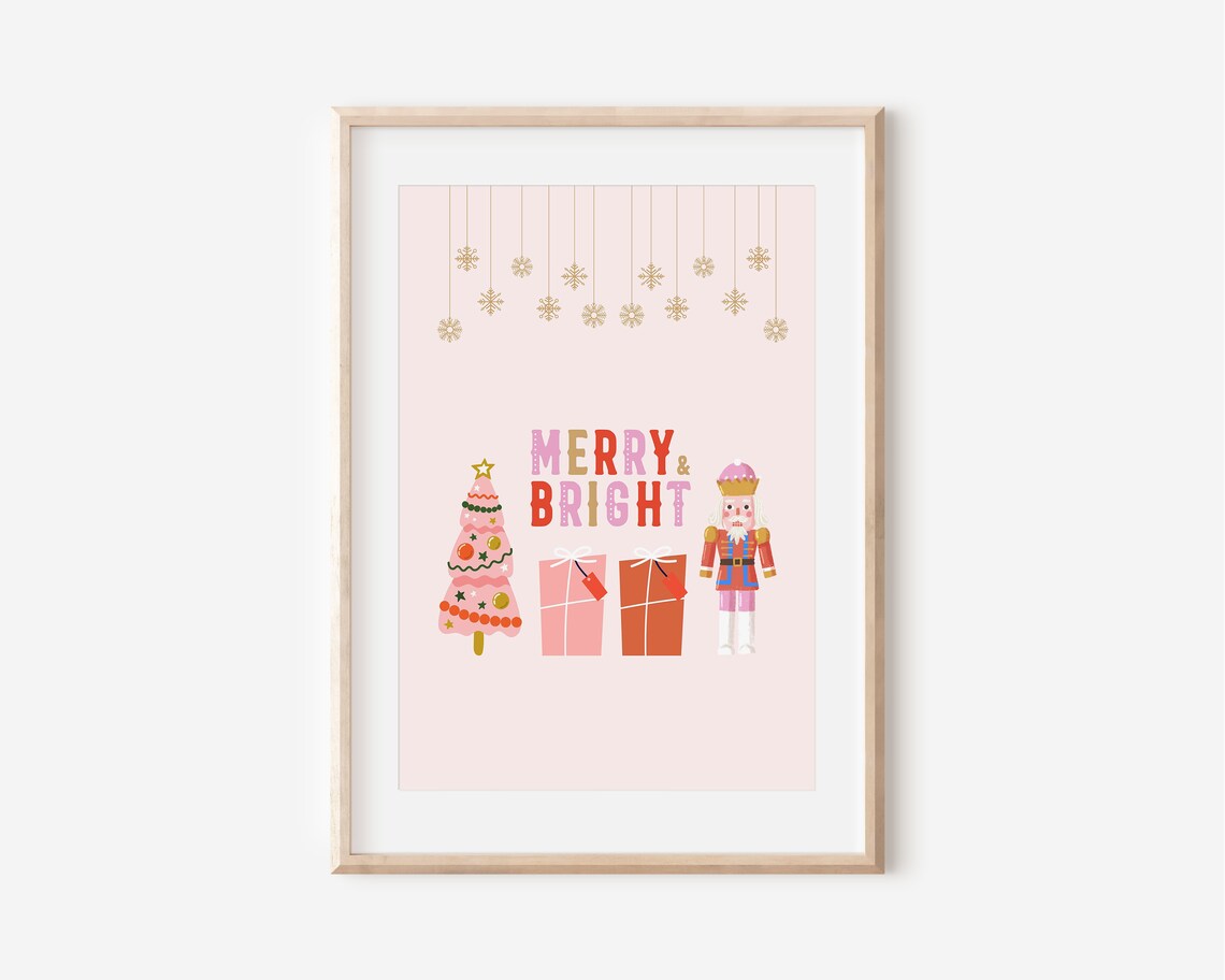 Pink Nutcracker Christmas Retro Holiday Art Print - Image 5