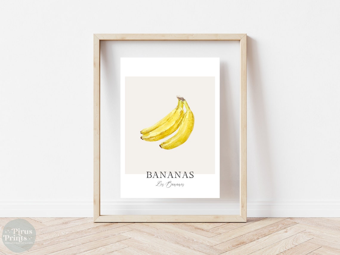 Bananas Print Kitchen Wall Art Watercolor Banana Wall Decor Tropical Fruit Art Print Instant - Image 5