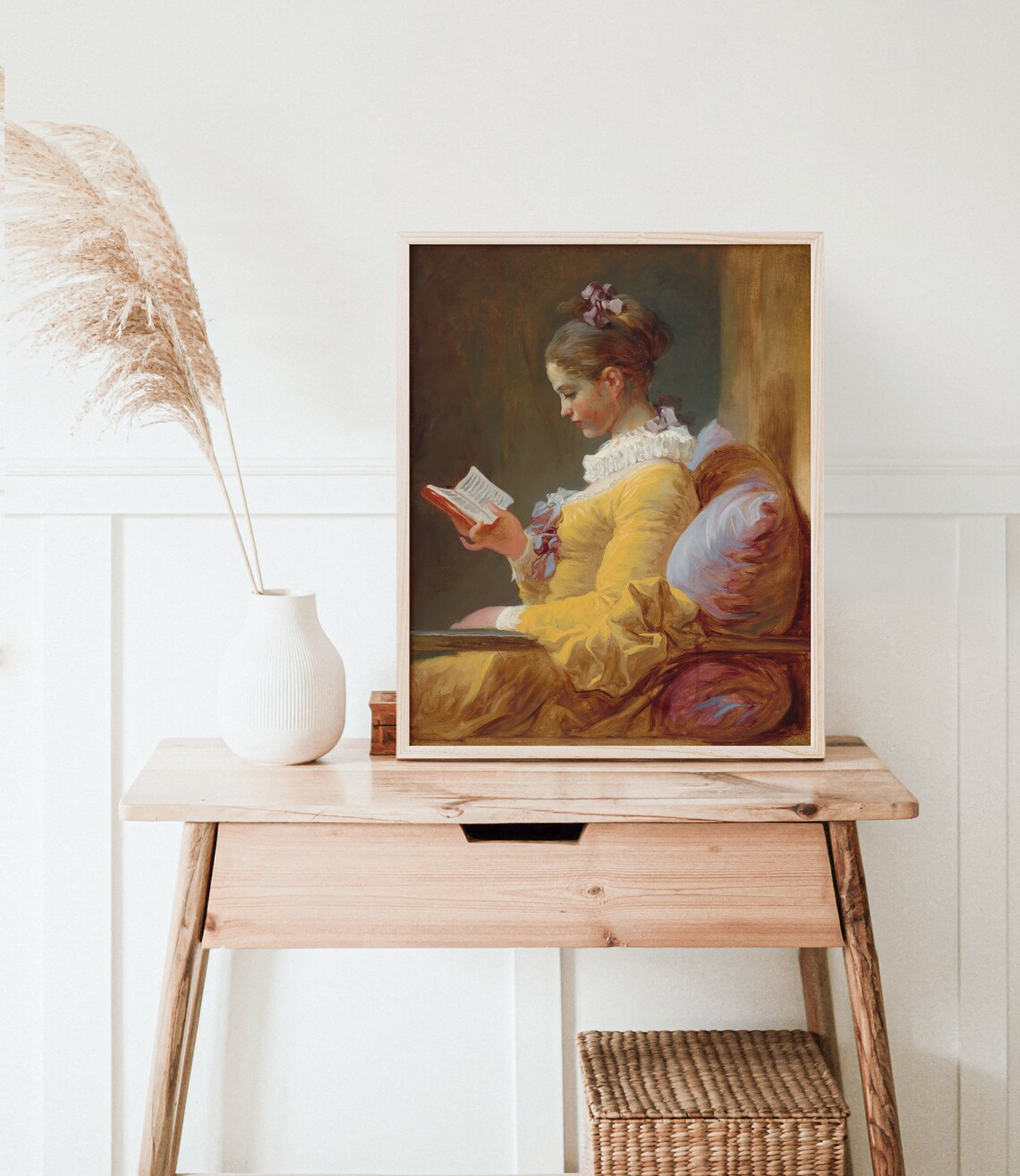 Fragonard Young Girl Reading Vintage Oil Painting Wall Art Gift - Image 3