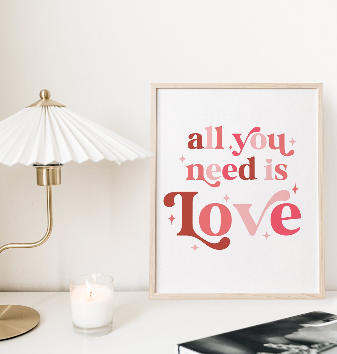 All You Need Is Love Art Print, Pink Valentine Decor - Image 2
