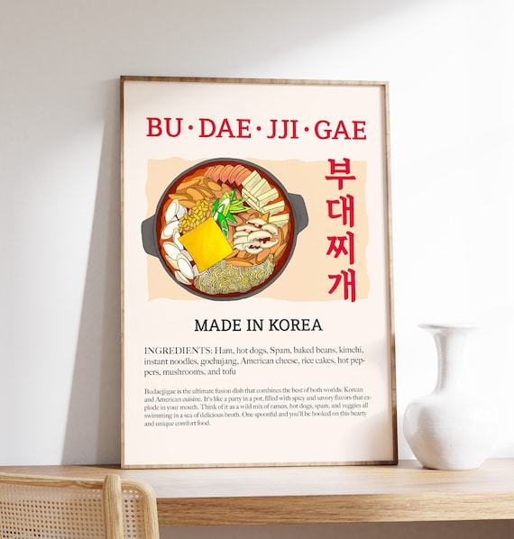 Budaejjigae Korean Army Stew Retro Food Art Illustration Poster