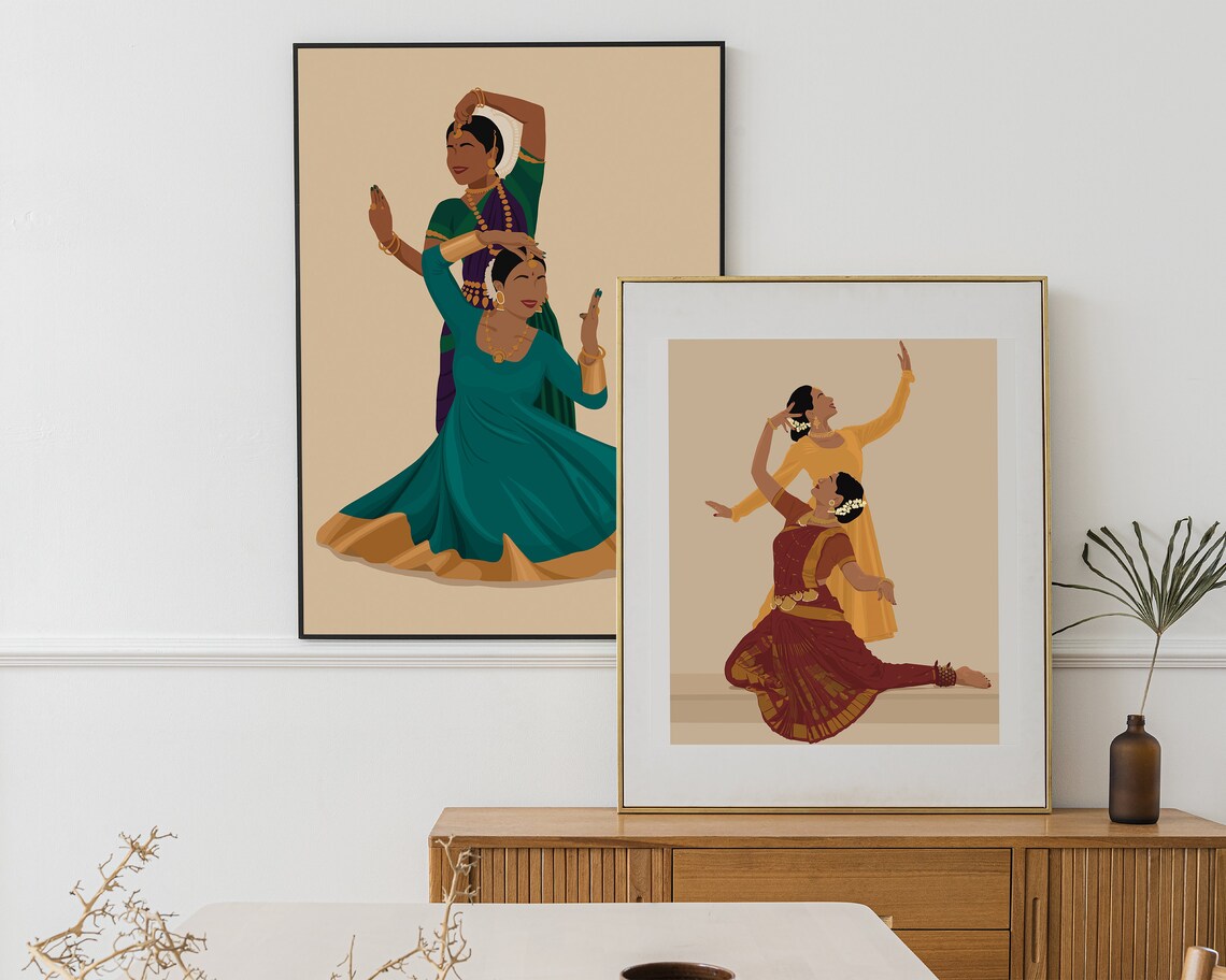 Bharatanatyam Kathak Jugalbandi Art Print - Image 2