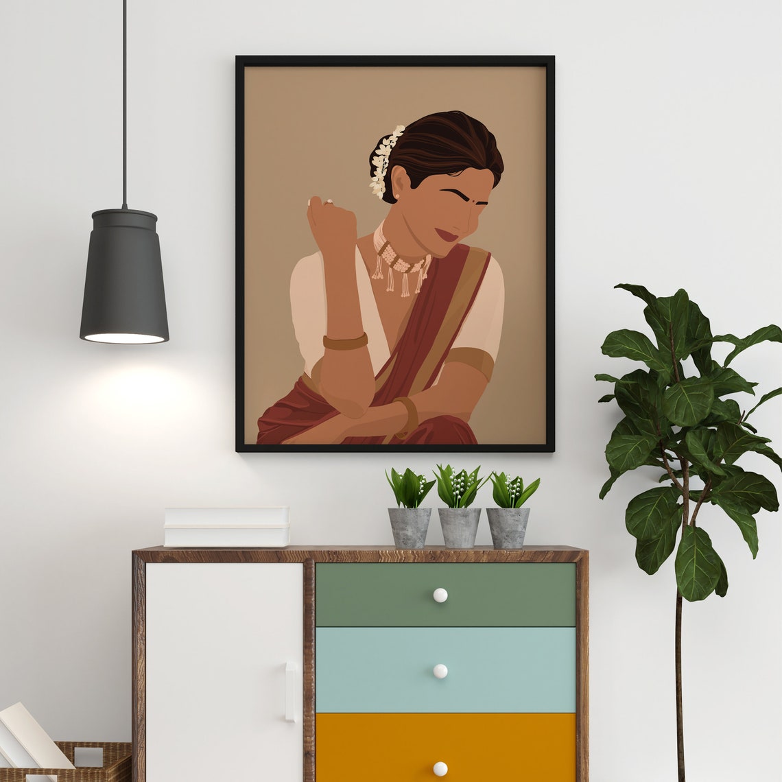 Desi Art South Asian Woman Art Brown Girl Modern Indian Woman In Saree Art South Indian Art Tamil Girl Art Indian Wall Art Telugu Art - Image 4