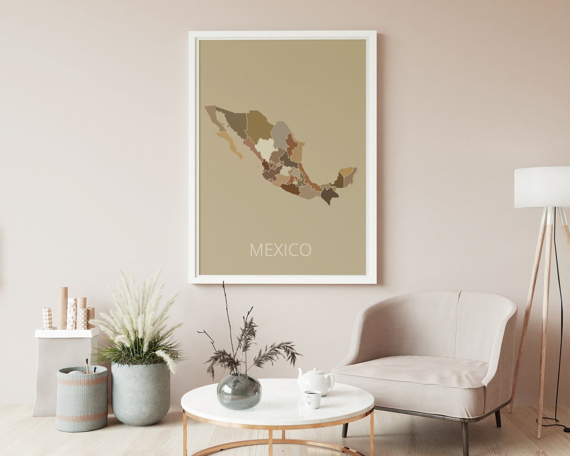 Mexico Map Art Print, Boho Travel Decor - Image 2