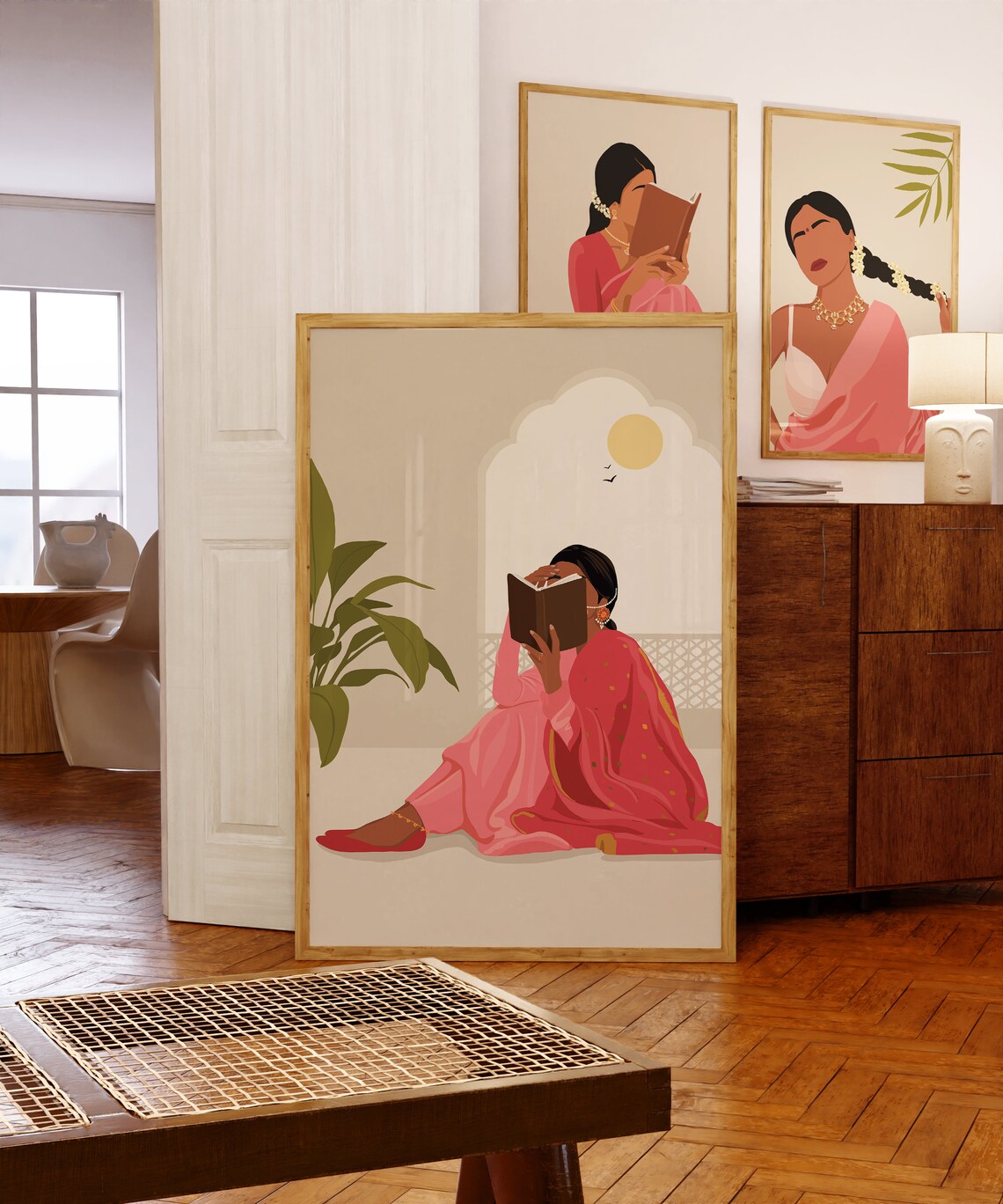Desi Modern Indian Woman in Saree, South Asia Art Print - Image 4