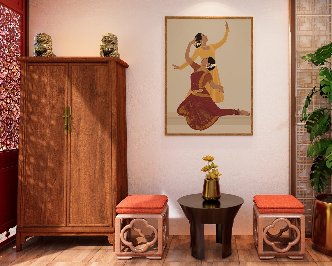 Bharatanatyam Kathak Jugalbandi Art Print - Image 4