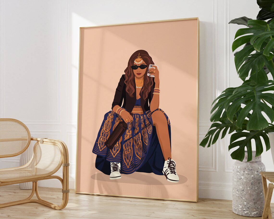 Log Kya Kahenge Art Print, Desi Indian Woman - Image 2