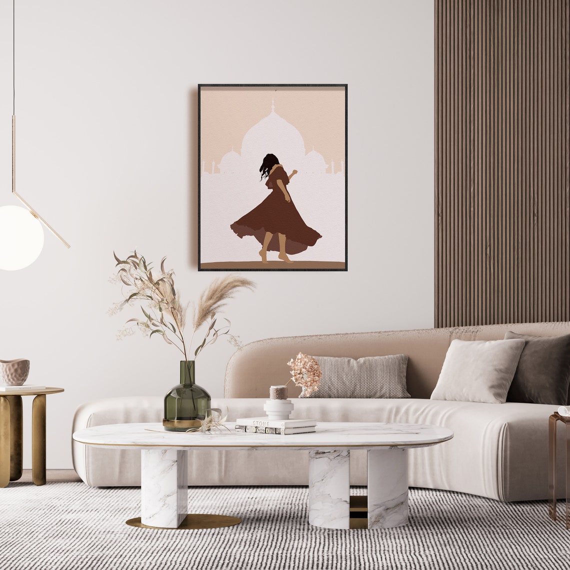 Girl Dancing At Taj Mahal Poster Brown Girl Art Desi Art South Asian Woman Print Indian Woman Art Boho Beige Neutral Wall Decor - Image 7