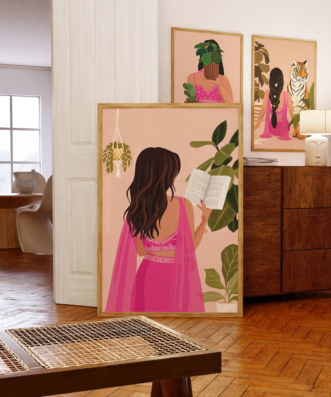 Indian Women In Saree Reading Book Art Print - Image 3