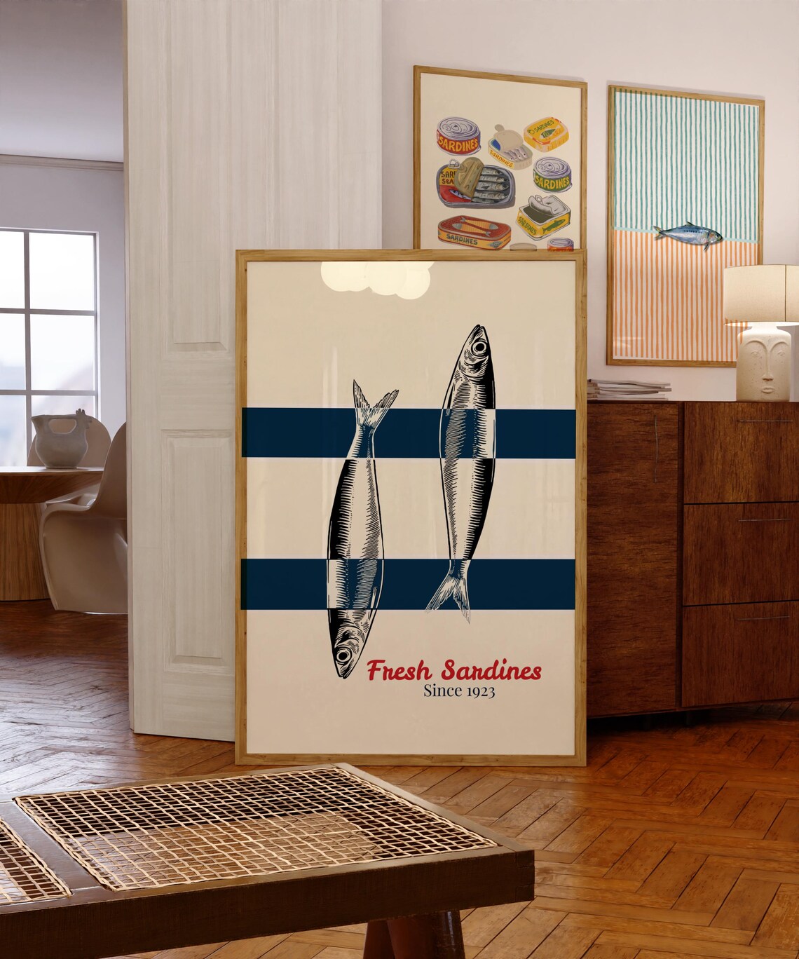 Fresh Sardines Vintage Fish Poster, Coastal Kitchen Decor