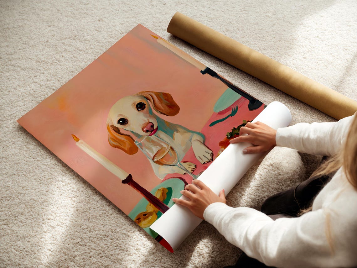 Dachshund Wall Print Sausage Dog Wall Art Modern Dog Lover Dog Wall Art Gift For Sausage Dog Mom Wiener Dog Poster Cute Dog Wall Art - Image 2