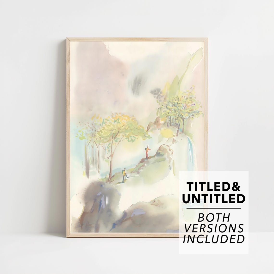Misty Mountain Waterfall Watercolor Serene Landscape Art Poster