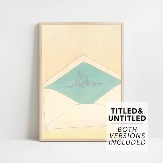 Tiny City Skyline Inside Open Envelope Minimalist Concept Poster