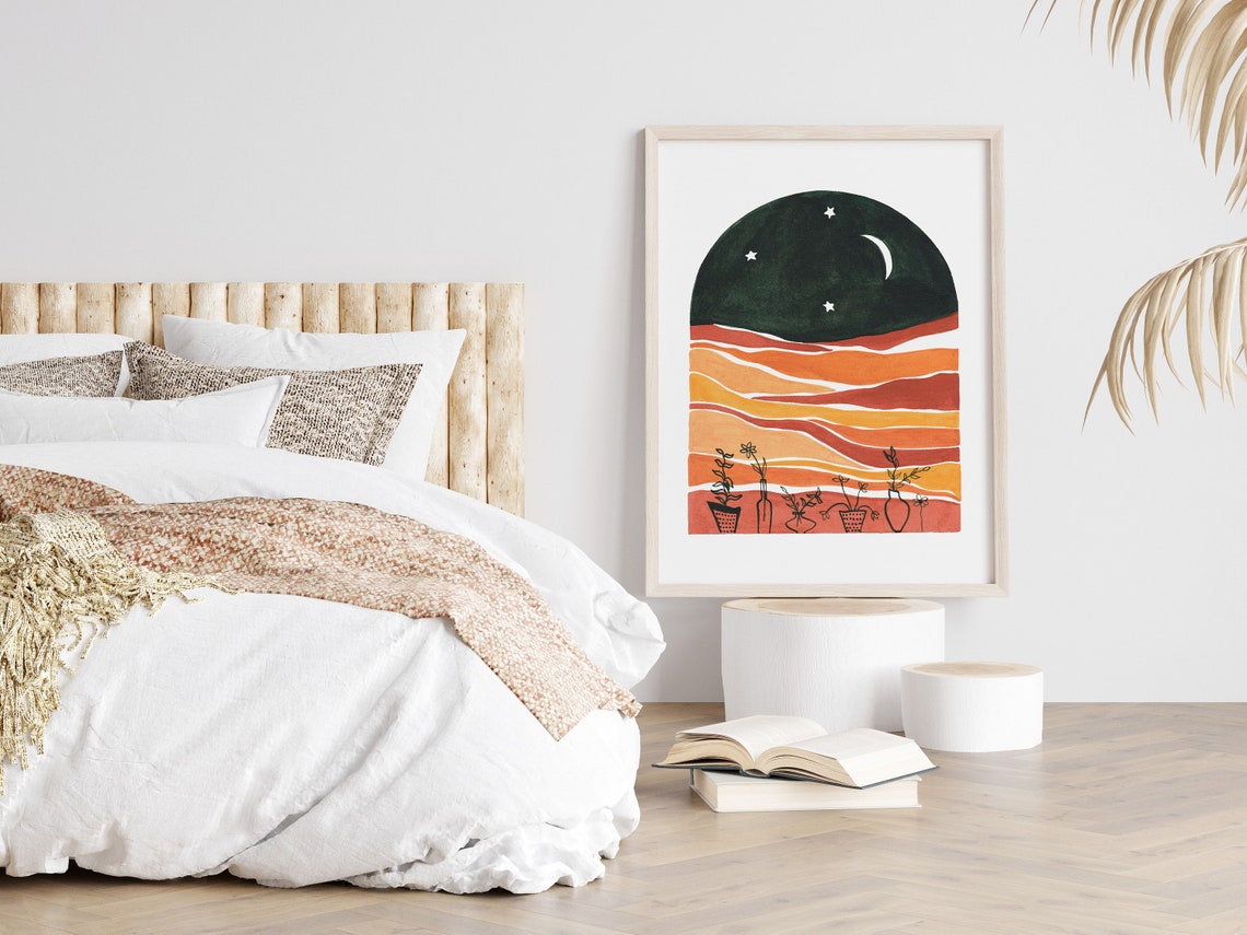 Boho Desert Arch Night Sky Moon Botanical Terracotta Earth Poster - Image 2