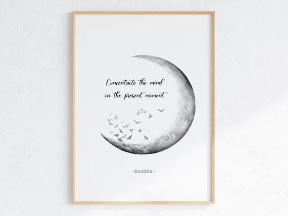 Daily Meditation Quote Buddha Print Positive Mantra Self Care Affirmation Zen Buddhism Poster Mindfulness Artwork