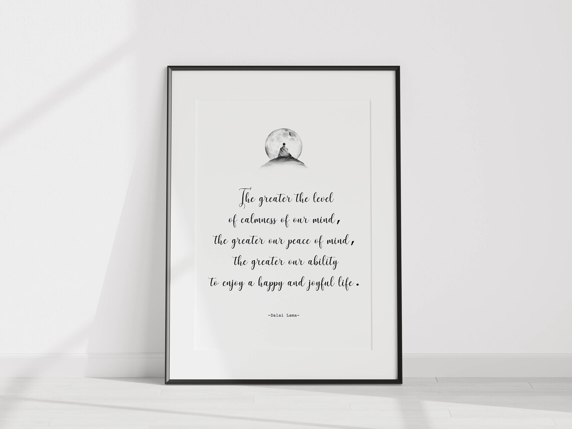 The Greater the Calmness of Mind Dalai Lama Peace Quote Poster - Image 2