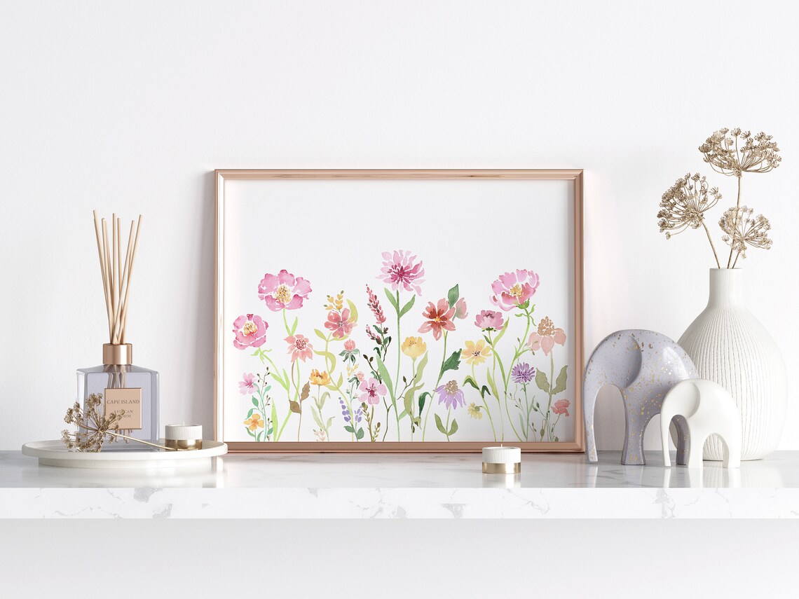 Horizontal Wildflower Watercolor Flower Poster Print - Image 3