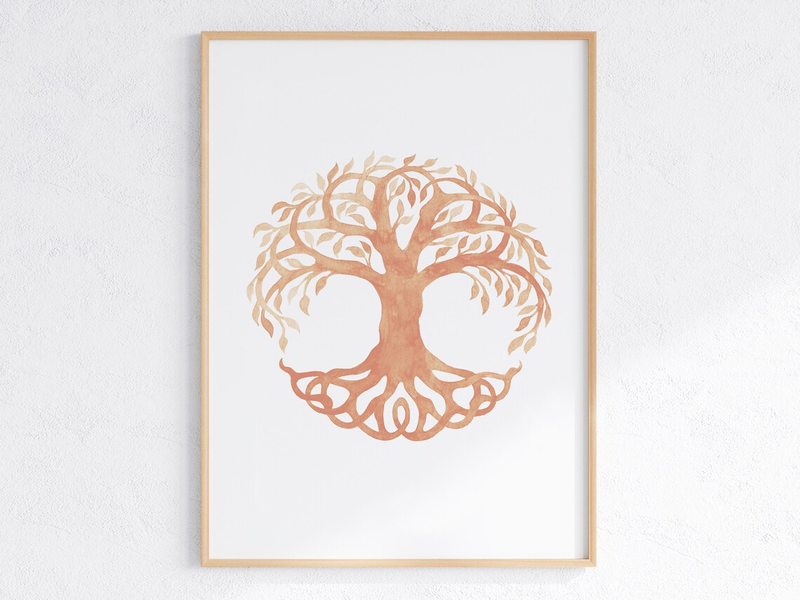 Terracotta Tree of Life Mandala Roots Yoga Meditation Wall Art - Image 3