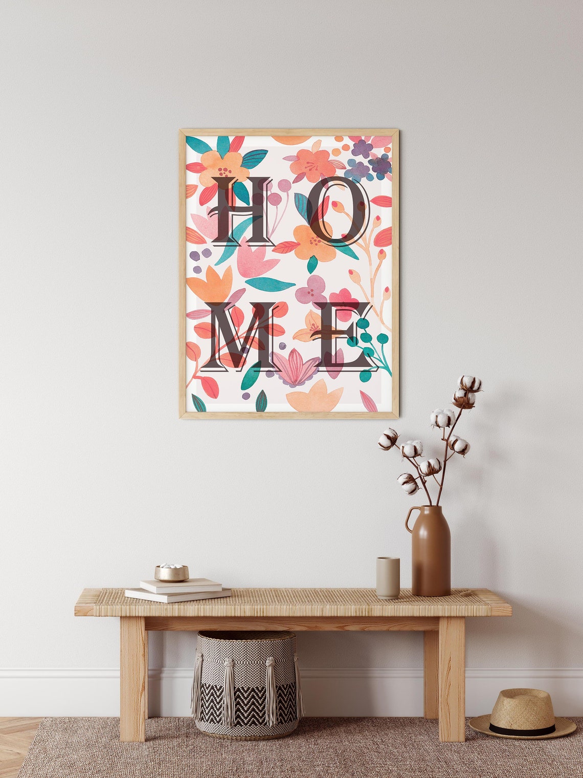 Floral HOME Lettering Poster with Colorful Botanical Pattern - Image 2