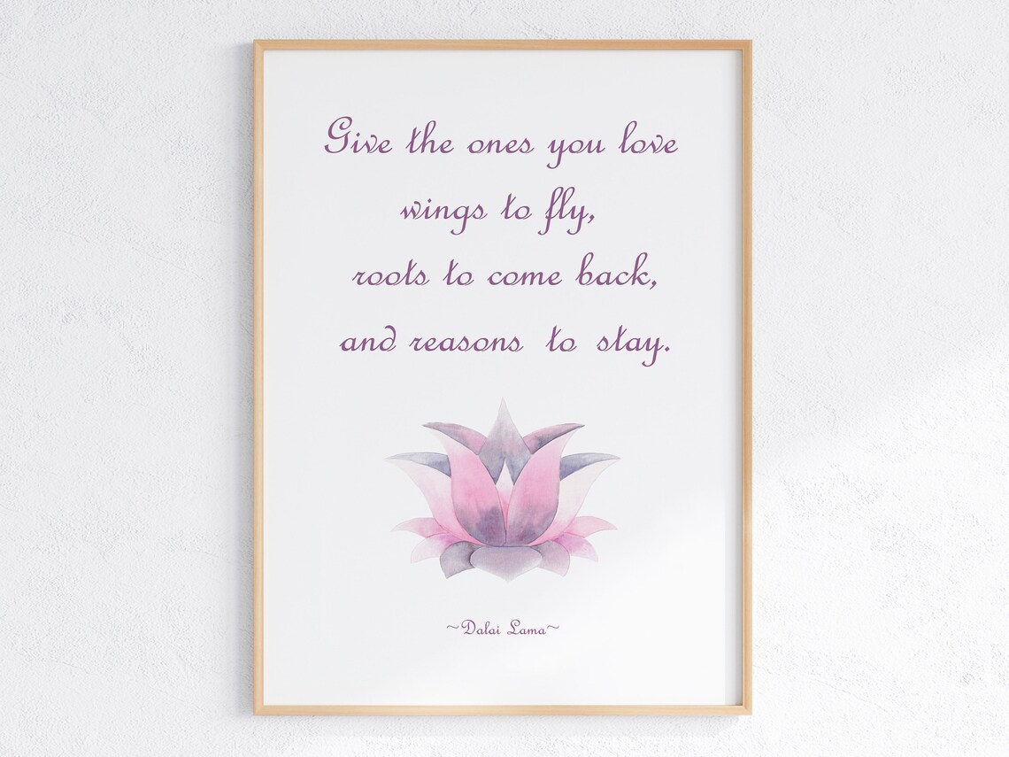 Dalai Lama Quote Print, Mindfulness Lotus Poster