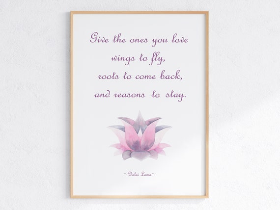 Dalai Lama Quote Print, Mindfulness Lotus Poster