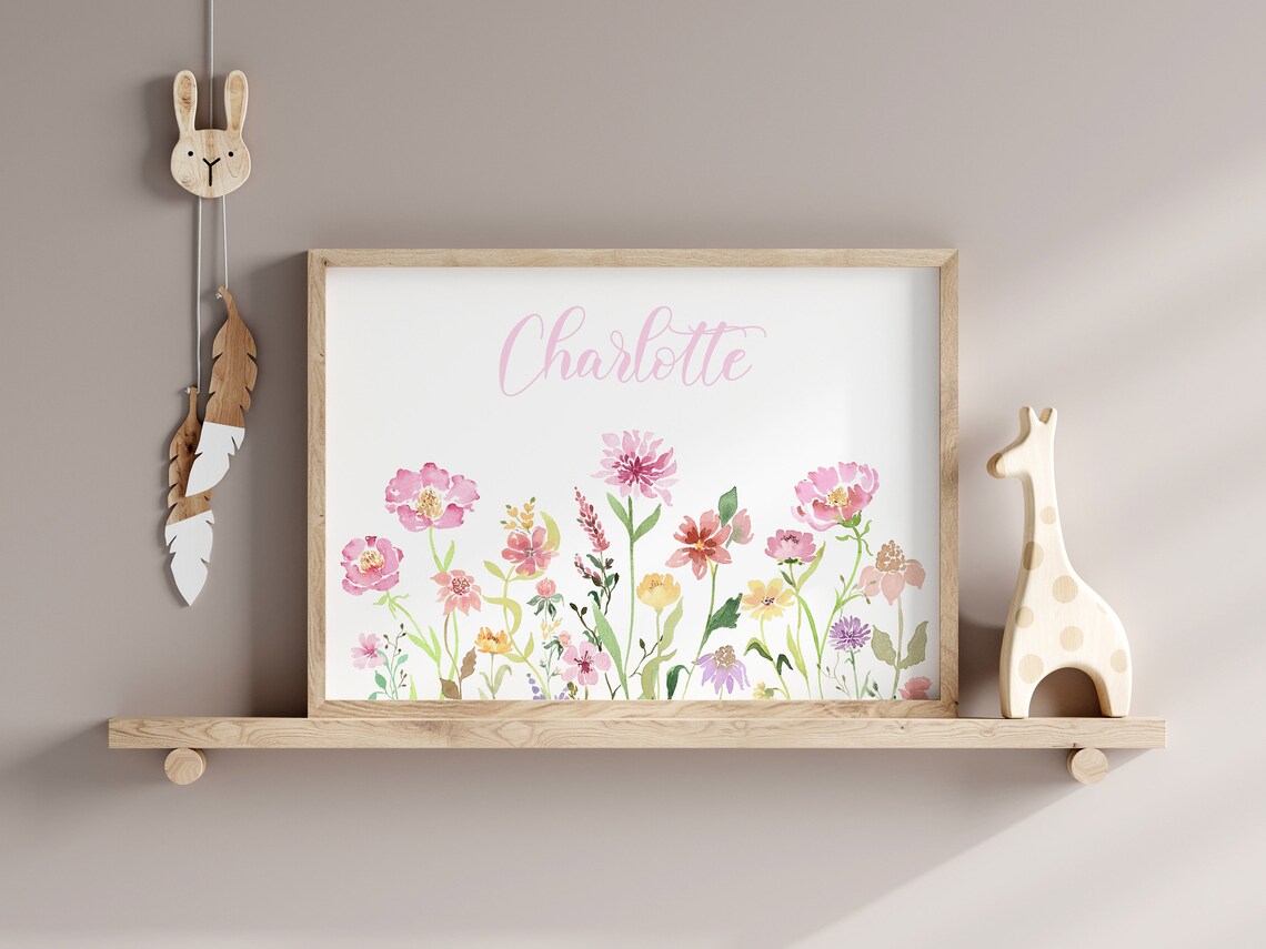 Wildflower Nursery Name Floral Watercolor Art Print - Image 3