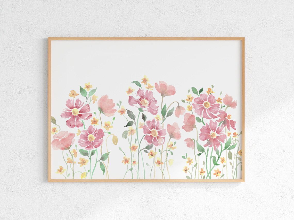 Wildflower Watercolor Floral Art Print, Horizontal - Image 3