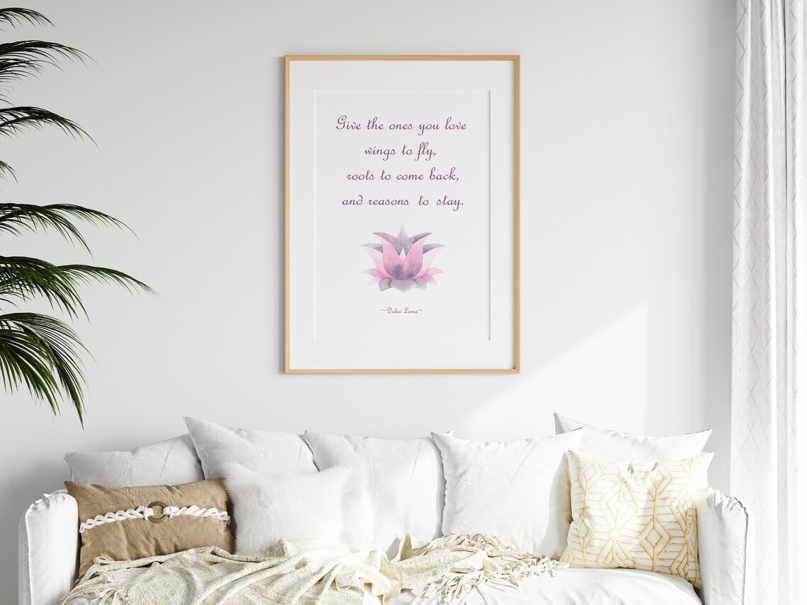Dalai Lama Quote Print, Mindfulness Lotus Poster - Image 3
