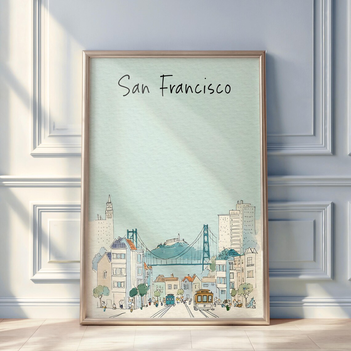 San Francisco Watercolor Travel Poster, California