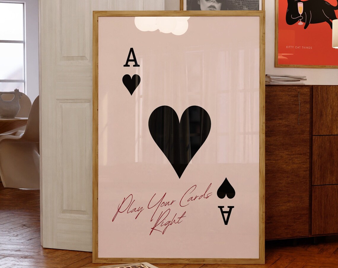 Ace Of Hearts Play Your Cards Right Retro Playing Card Decor Poster