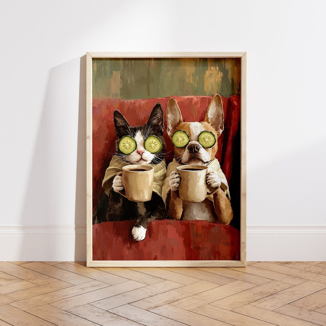 Cute Cat And Dog Funny Oil Painting Style - Image 6