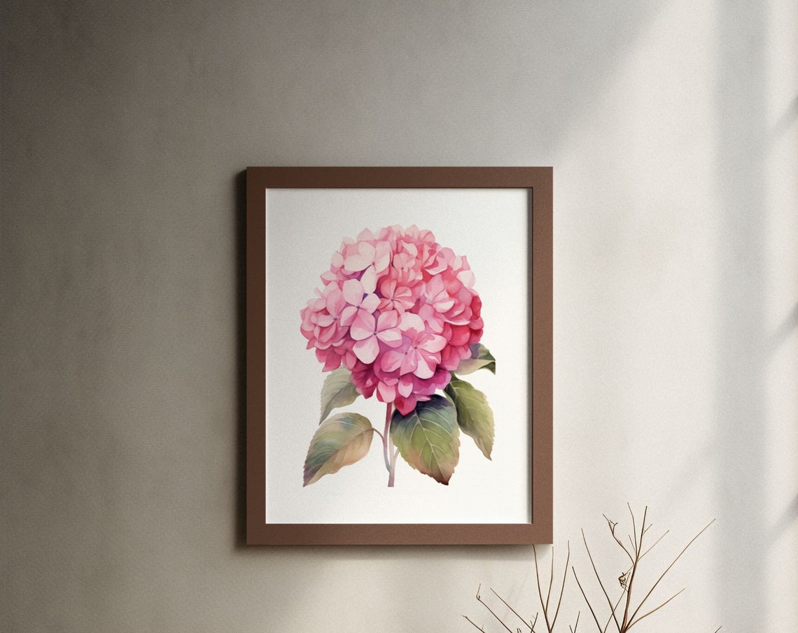 Soft Pink Hydrangea Blossom Gentle Dreamy Watercolor Art Poster