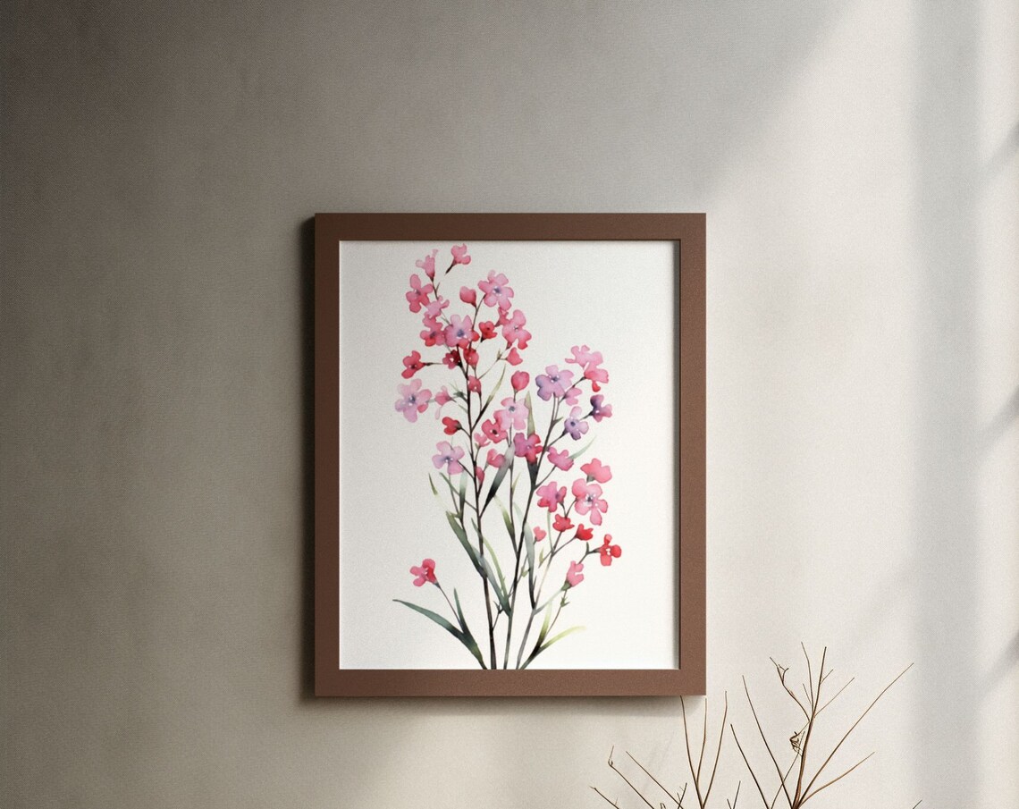 Pink Forget-Me-Not Sprays Delicate Watercolor Flower Art Poster