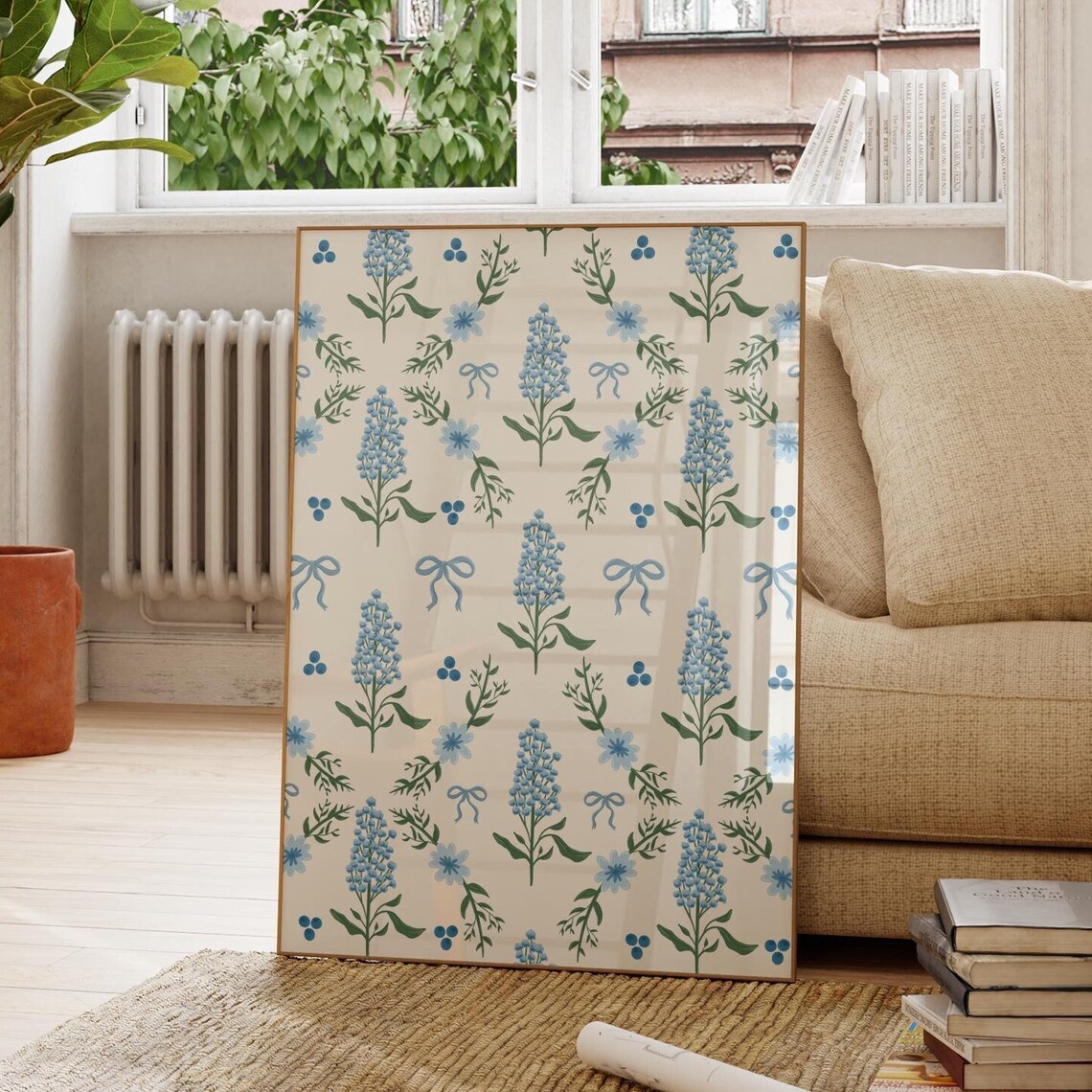Hydrangea Grandmillennial Art Print, Vintage Floral