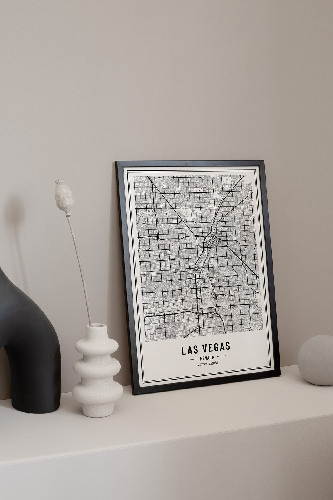 Las Vegas Nevada Street Map Black and White Minimalist City Poster - Image 3