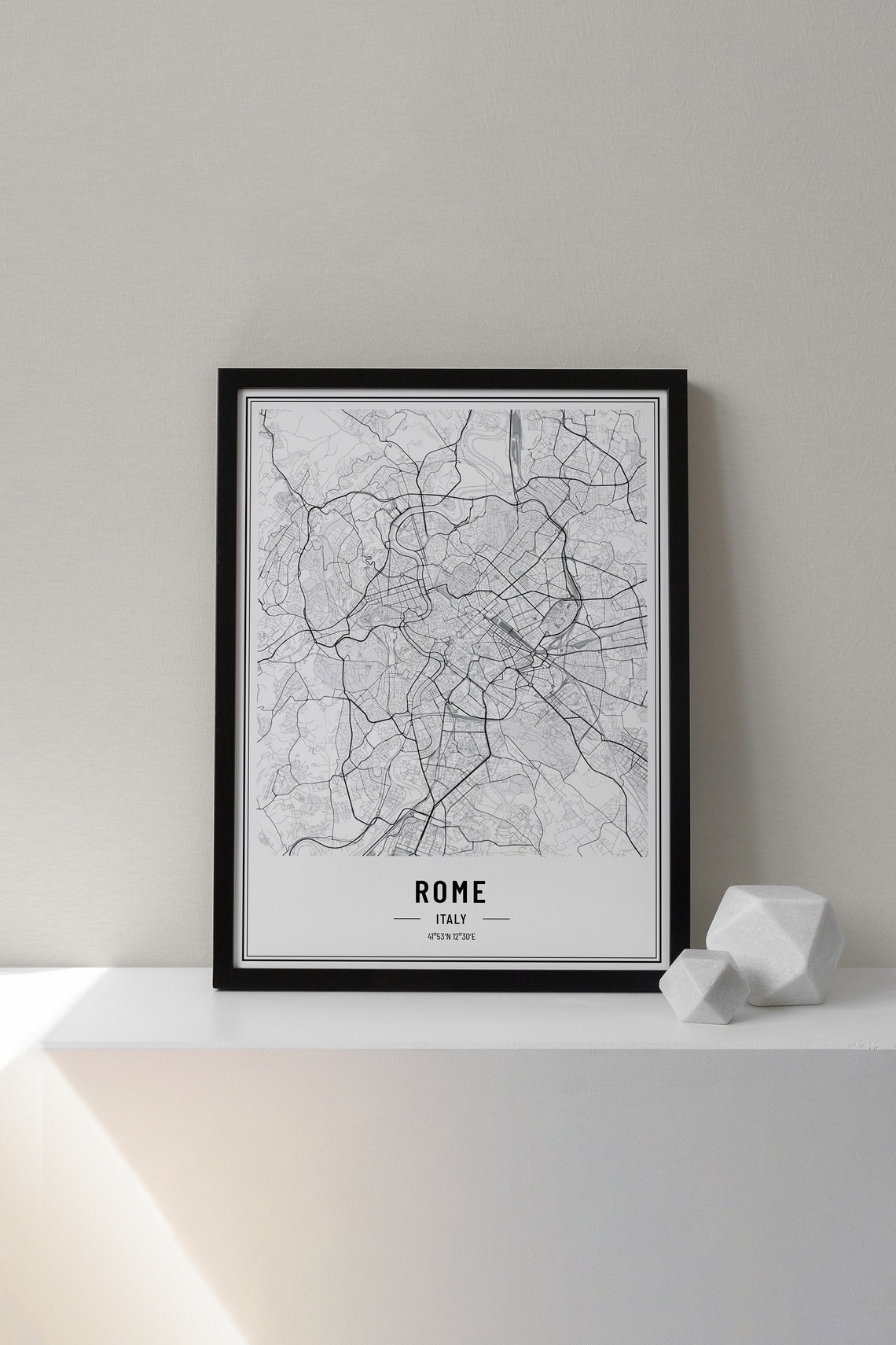 Rome Italy Minimalist Black White City Map Coordinates Art Print - Image 4