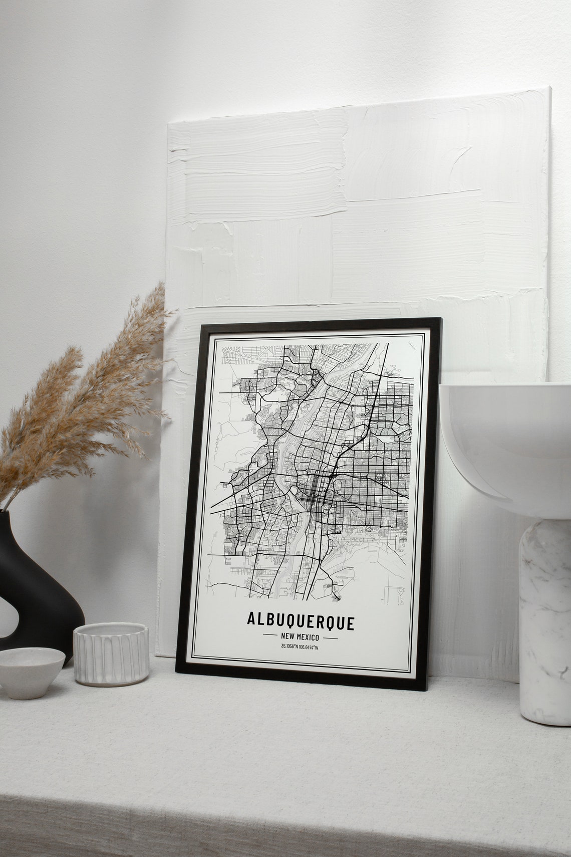 Albuquerque New Mexico City Street Map Minimalist Black White Poster - Image 3