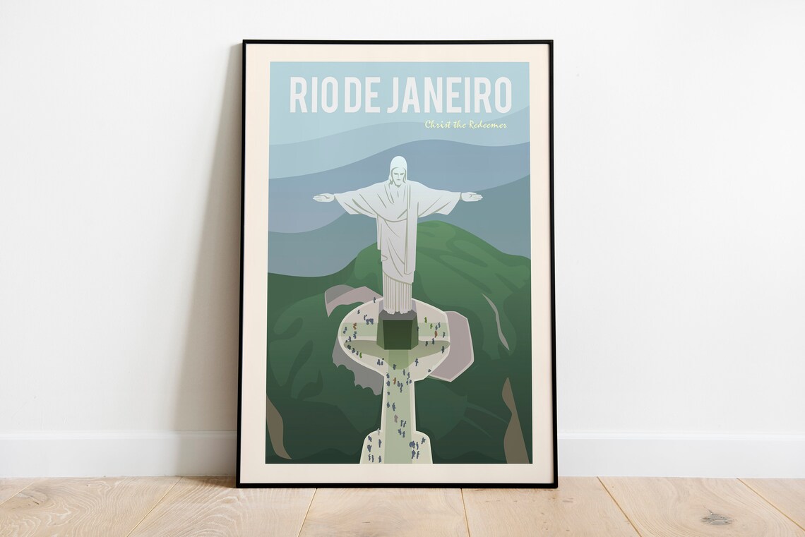 Rio de Janeiro Christ the Redeemer Brazil Statue Mountain Poster Art