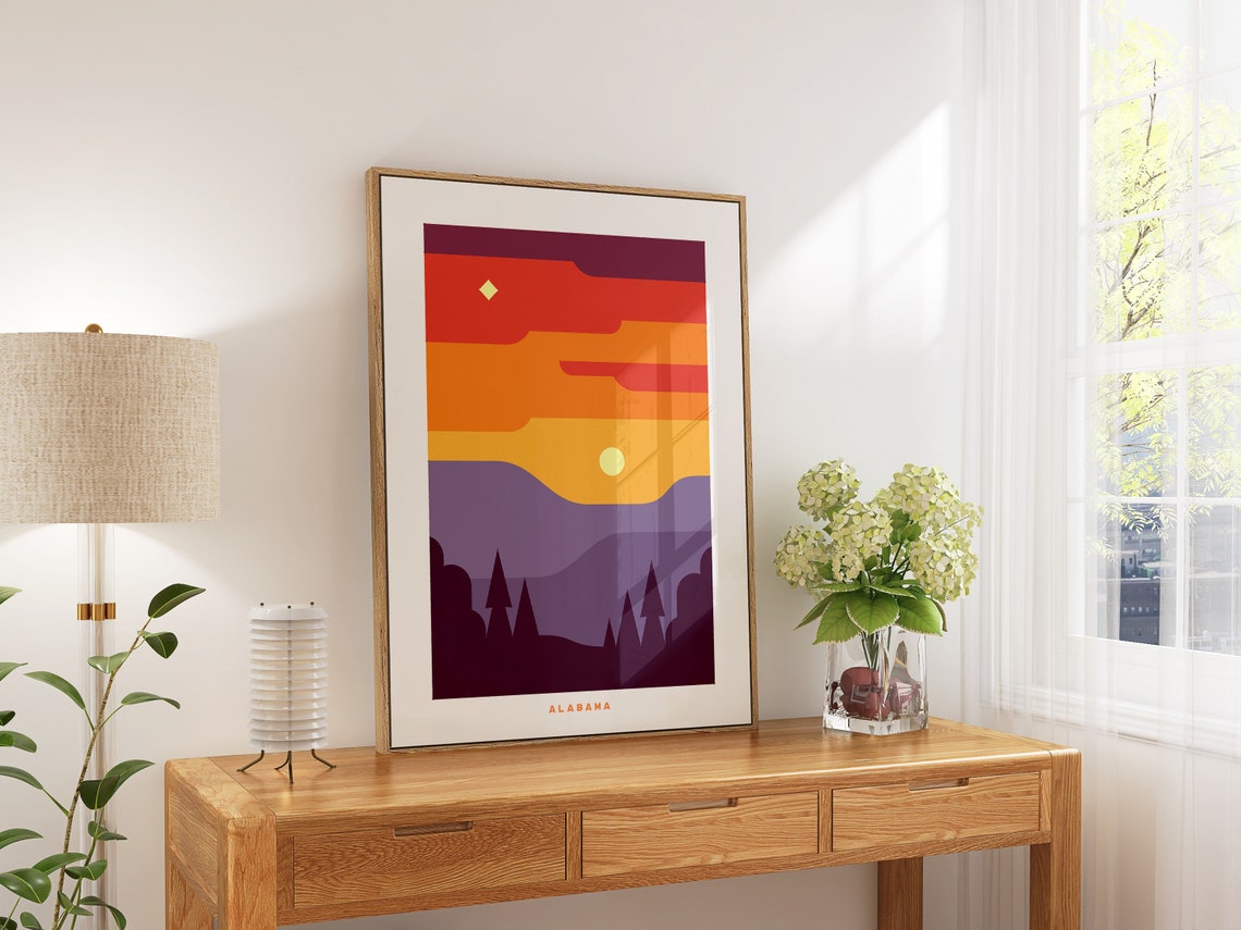 Alabama Geometric Poster Alabama Print Alabama Print Alabama Colorful Poster Alabama Travel Alabama Artwork Alabama Wall Art - Image 5