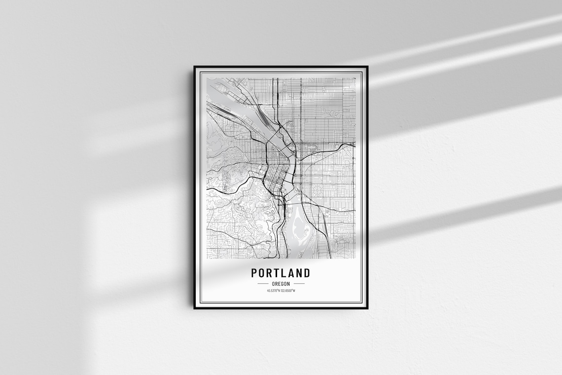 Portland Oregon Street Map Black and White Minimalist City Poster - Image 5