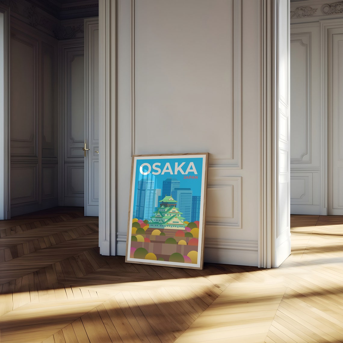Osaka Japan Travel Poster Osaka Japan Gallery Wall Art Osaka Japan Travel Print Osaka Japan Wanderlust Poster Osaka Travel Illustration - Image 2