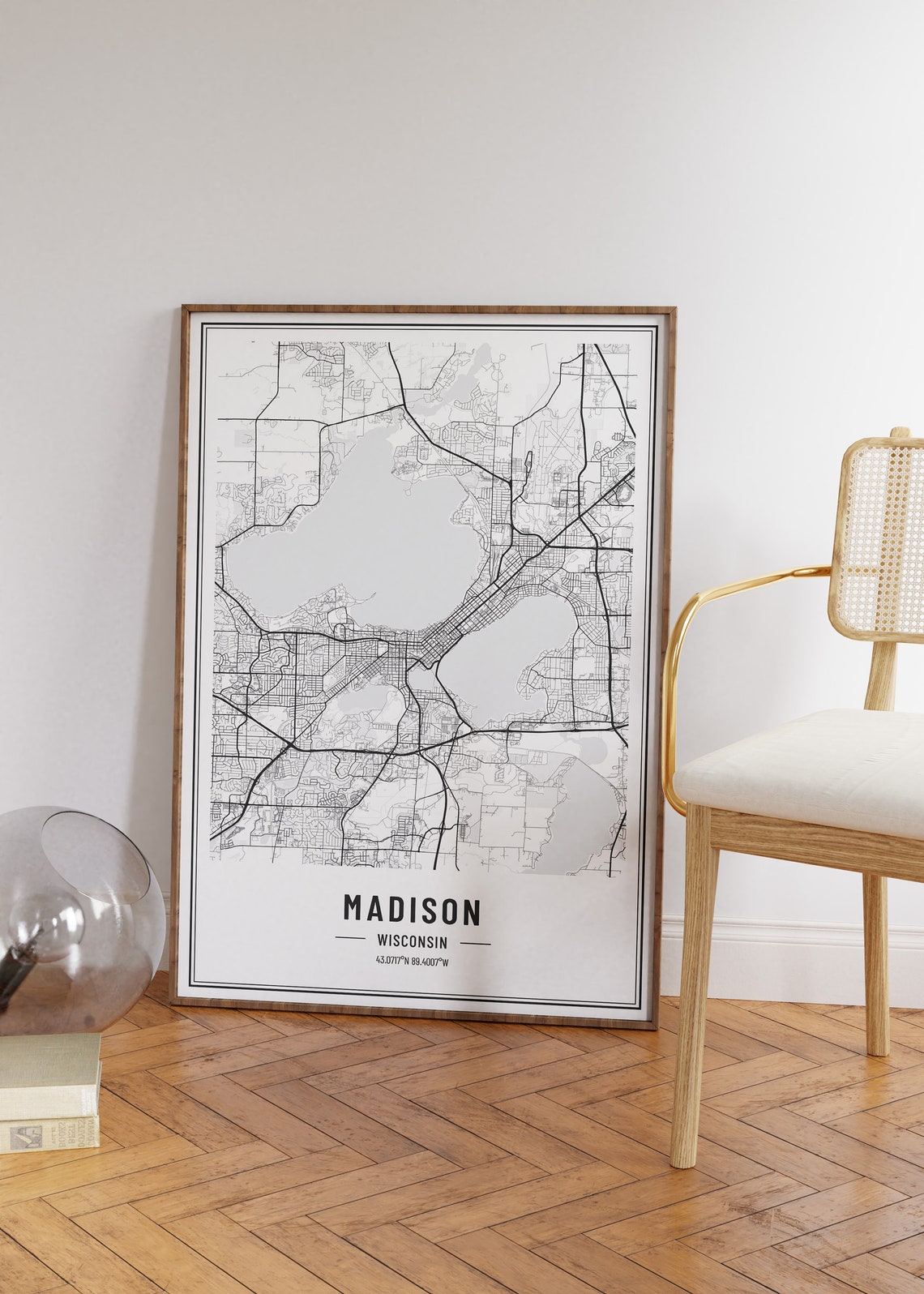 Madison Wisconsin City Street Map Minimalist Line Art Gallery Poster - Image 4