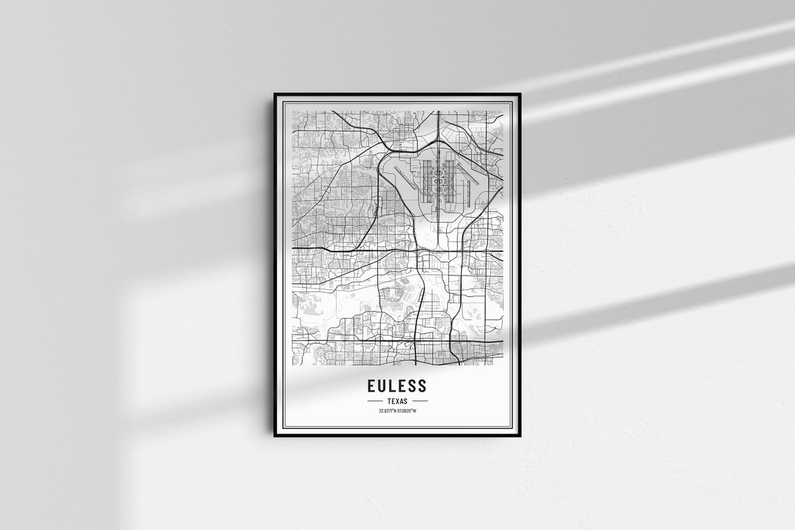 Euless Texas Minimalist Street Map Line Art Gallery Wall Poster - Image 4