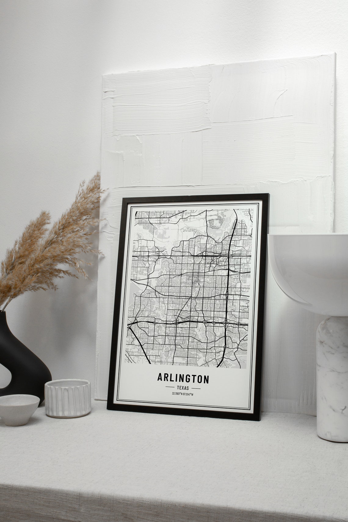 Arlington Texas City Street Map Minimalist Black and White Poster - Image 4