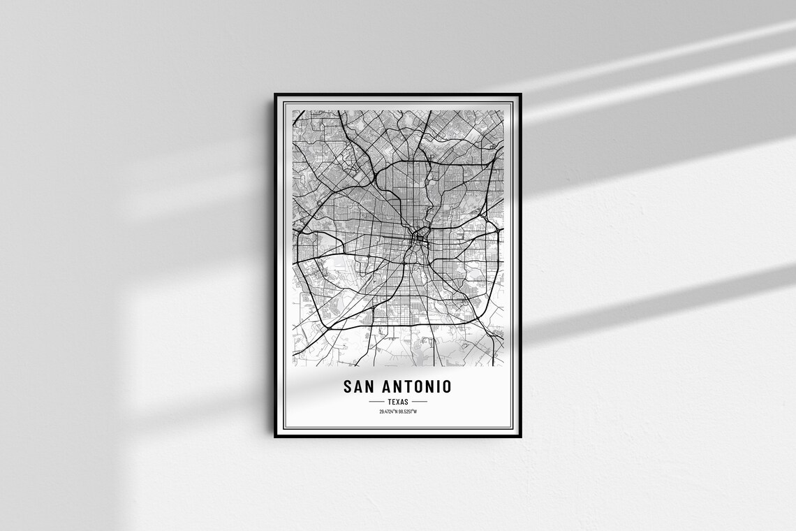 San Antonio Texas Map Art Print, City Coordinates - Image 5