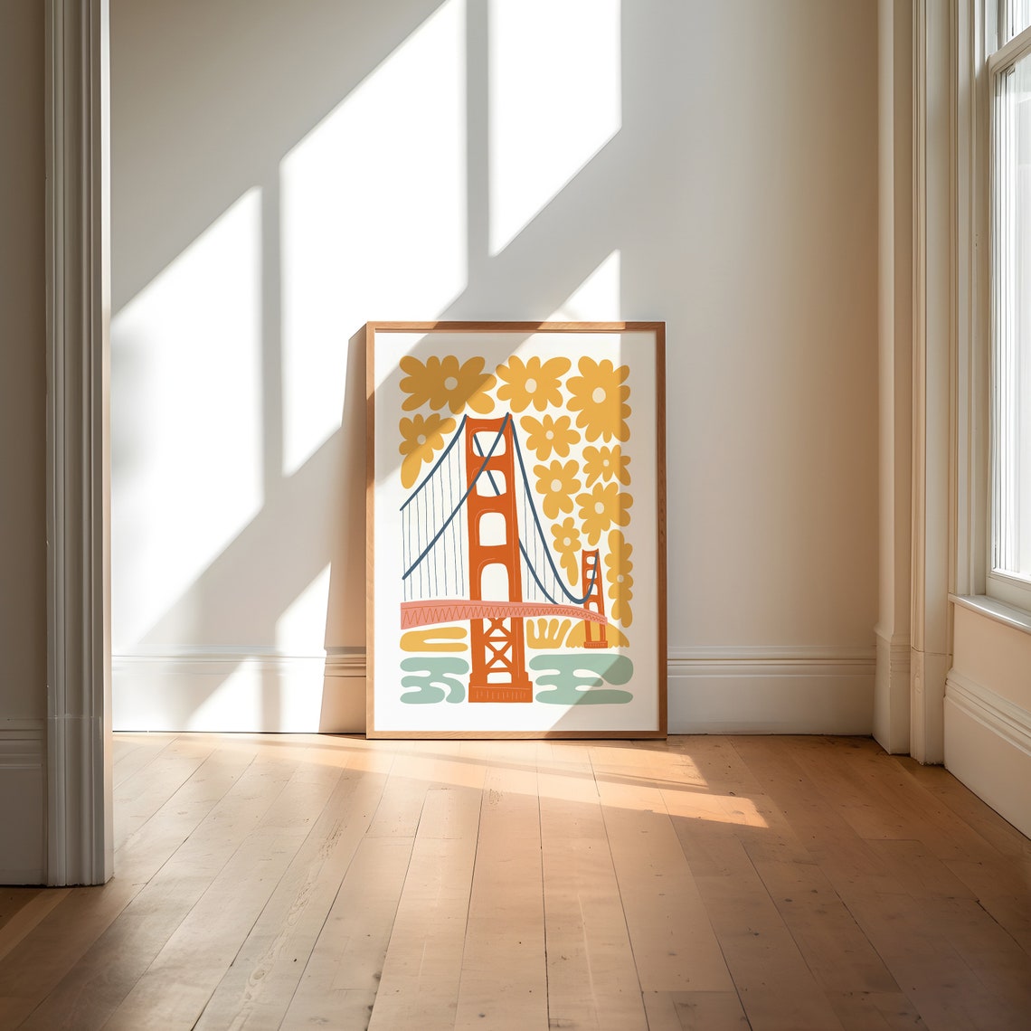 Golden Gate Bridge Floral Abstract Art Poster San Francisco Gift - Image 4