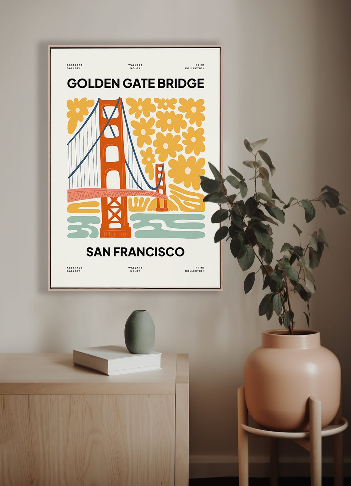 Golden Gate Bridge San Francisco Floral Abstract Art Wall Poster - Image 4